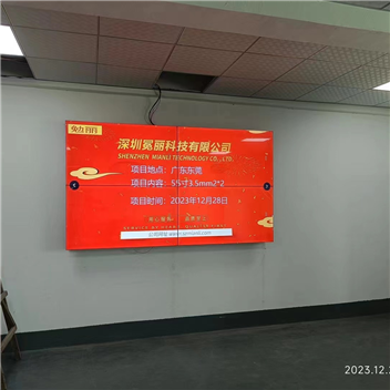 广东省东莞市某公司 | 液晶拼接屏，55寸3.5mm，2行×2列。